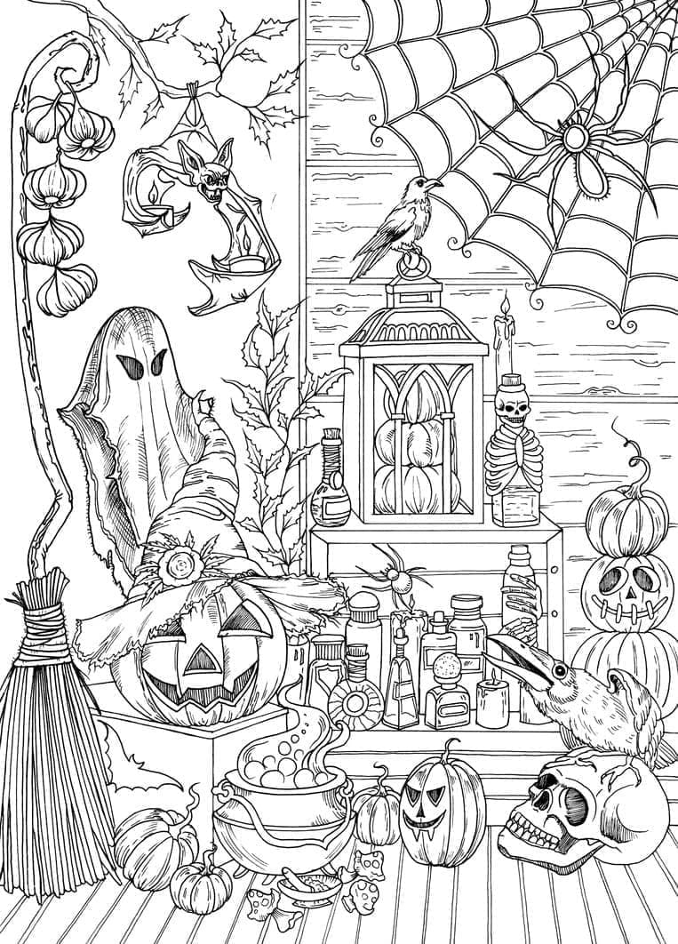 Adults halloween coloring pages