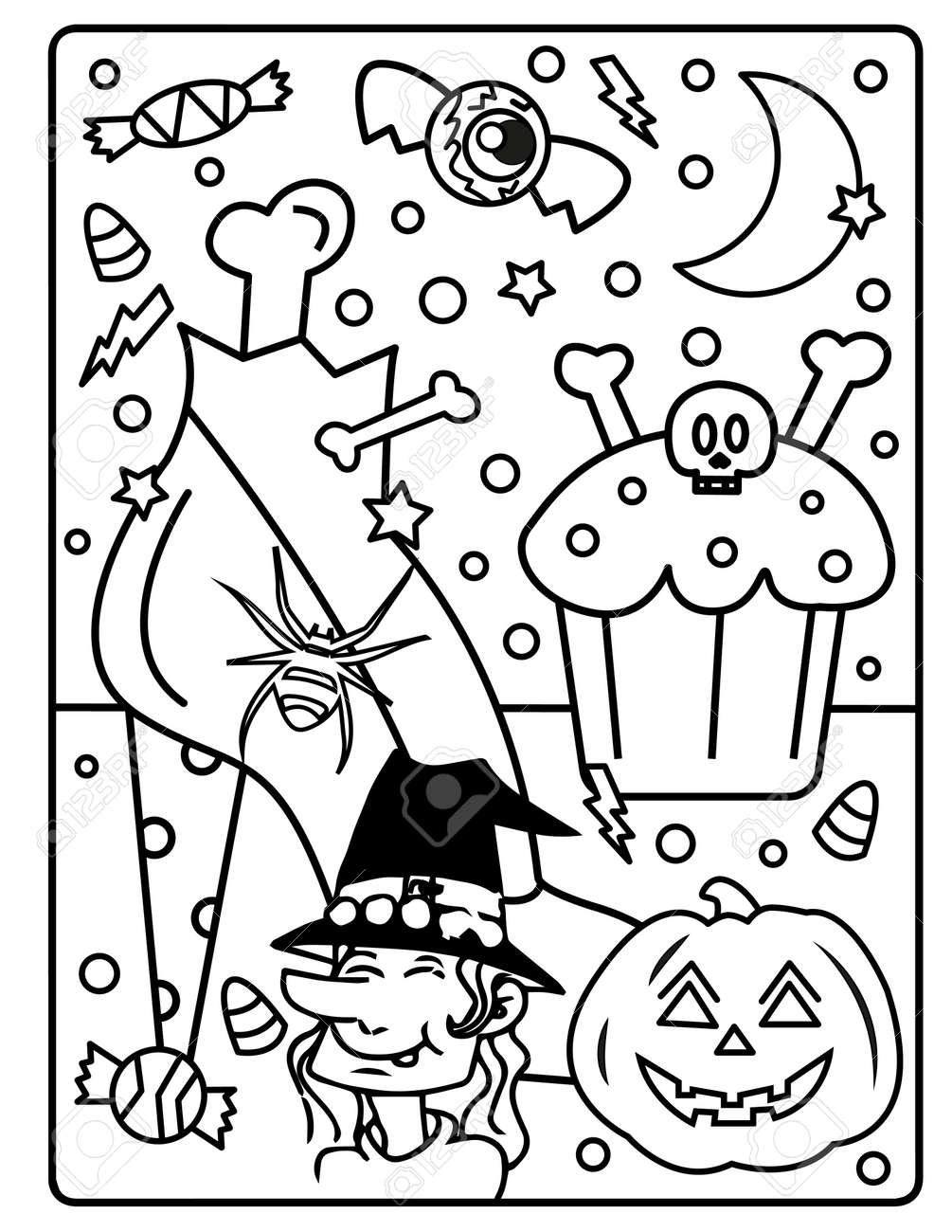 Halloween is just around the corner download this cute and adorable yet spooky halloween coloring page for kids stock photo picture and royalty free image image