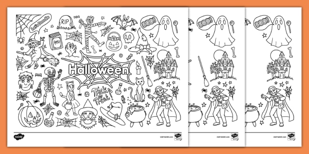 Lets doodle spooky halloween loring pages usa