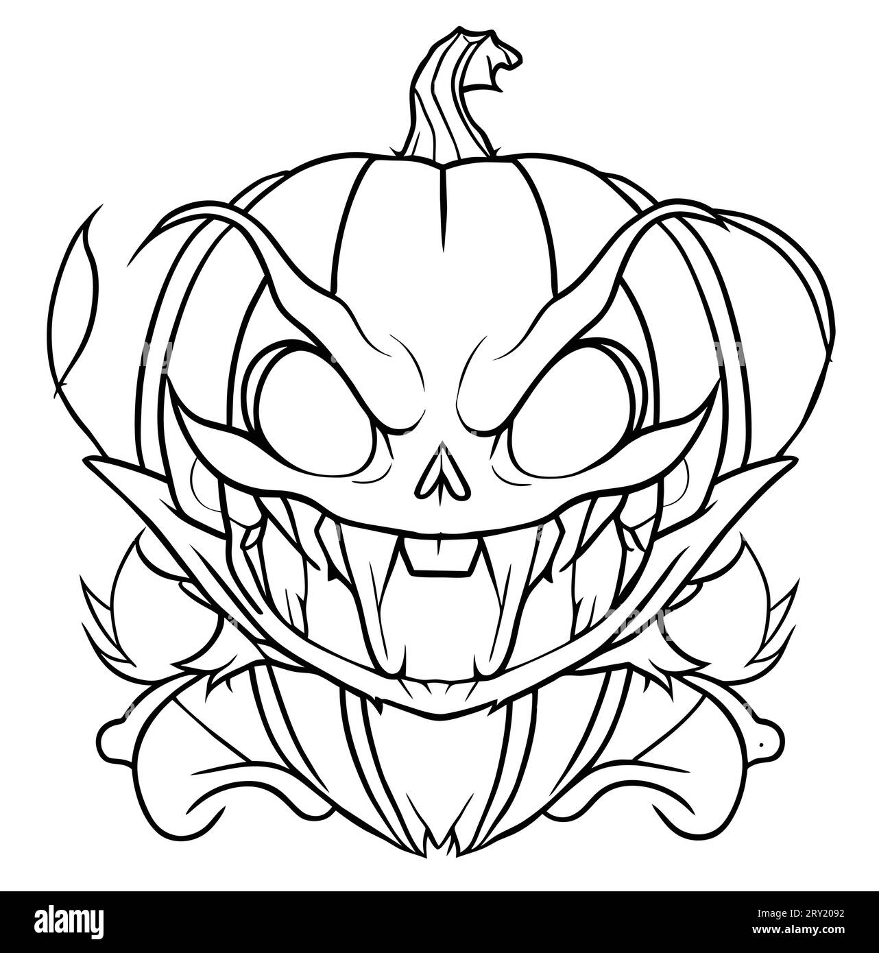 Scary pumpkin coloring sheet cut out stock images pictures