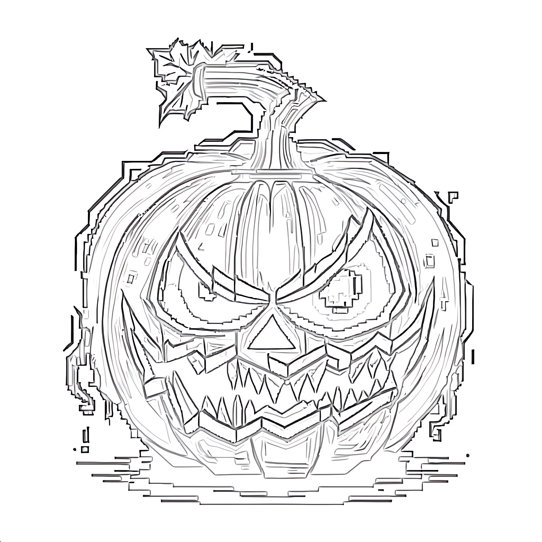 Printable scary pumpkin coloring page