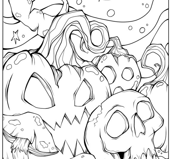 Halloween pumpkin coloring page jack o lantern coloring page halloween coloring page goth coloring page spooky coloring page