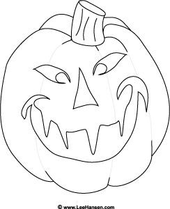 Spooky pumpkin face halloween coloring page