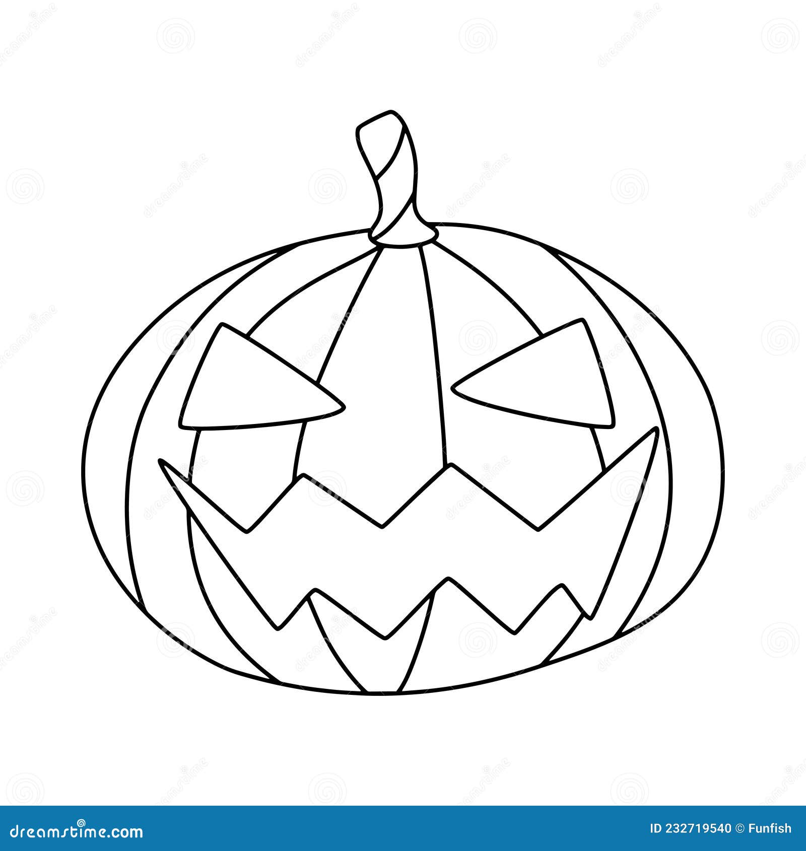 Funny halloween pumpkin coloring page for kids vector illustration spooky hand
