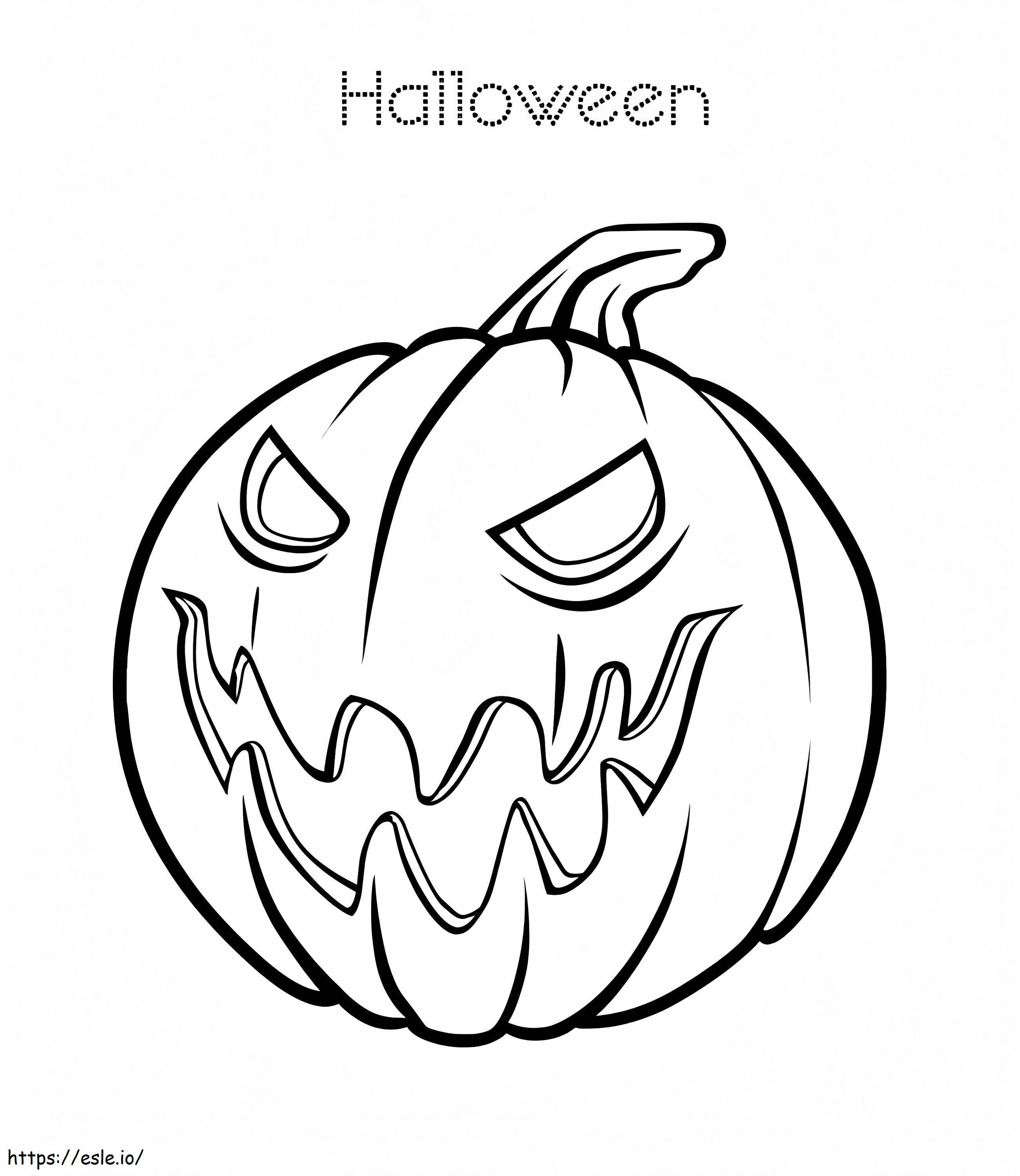 Basic scary pumpkin coloring page