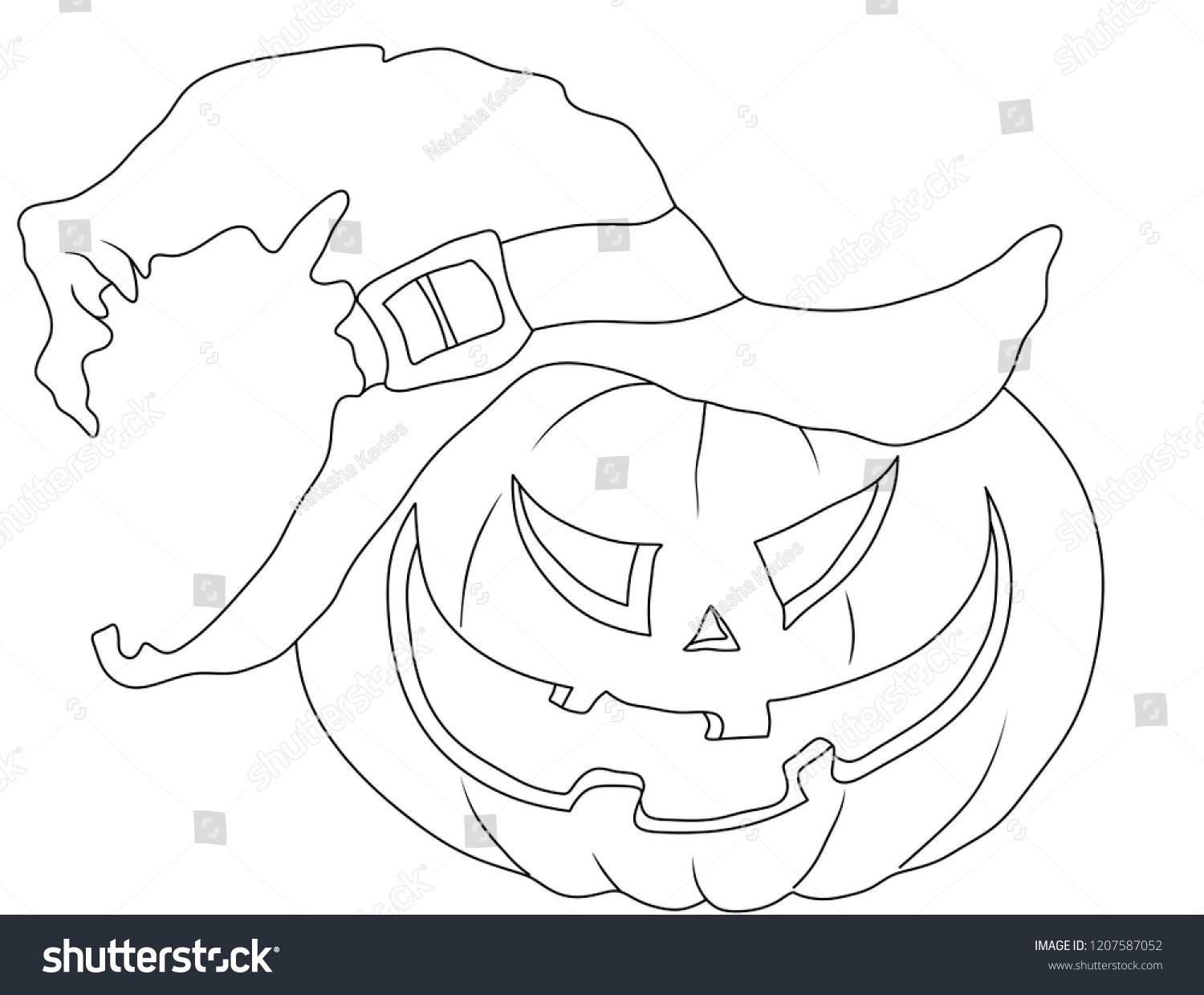Scary pumpkin witches hat halloween coloring stock illustration