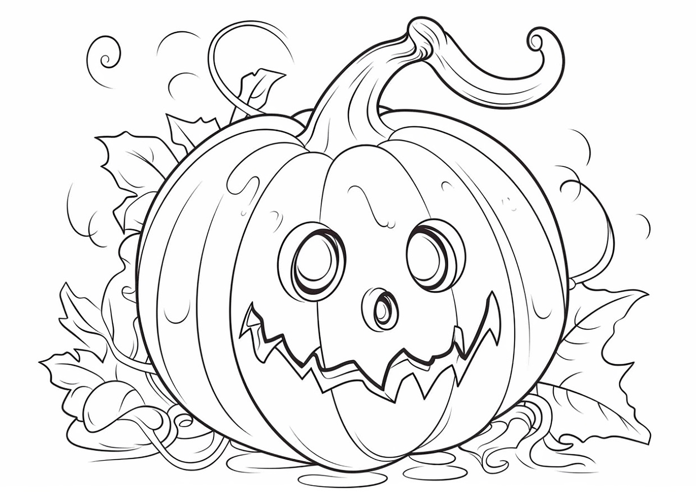 Spooky halloween pumpkin easy to color
