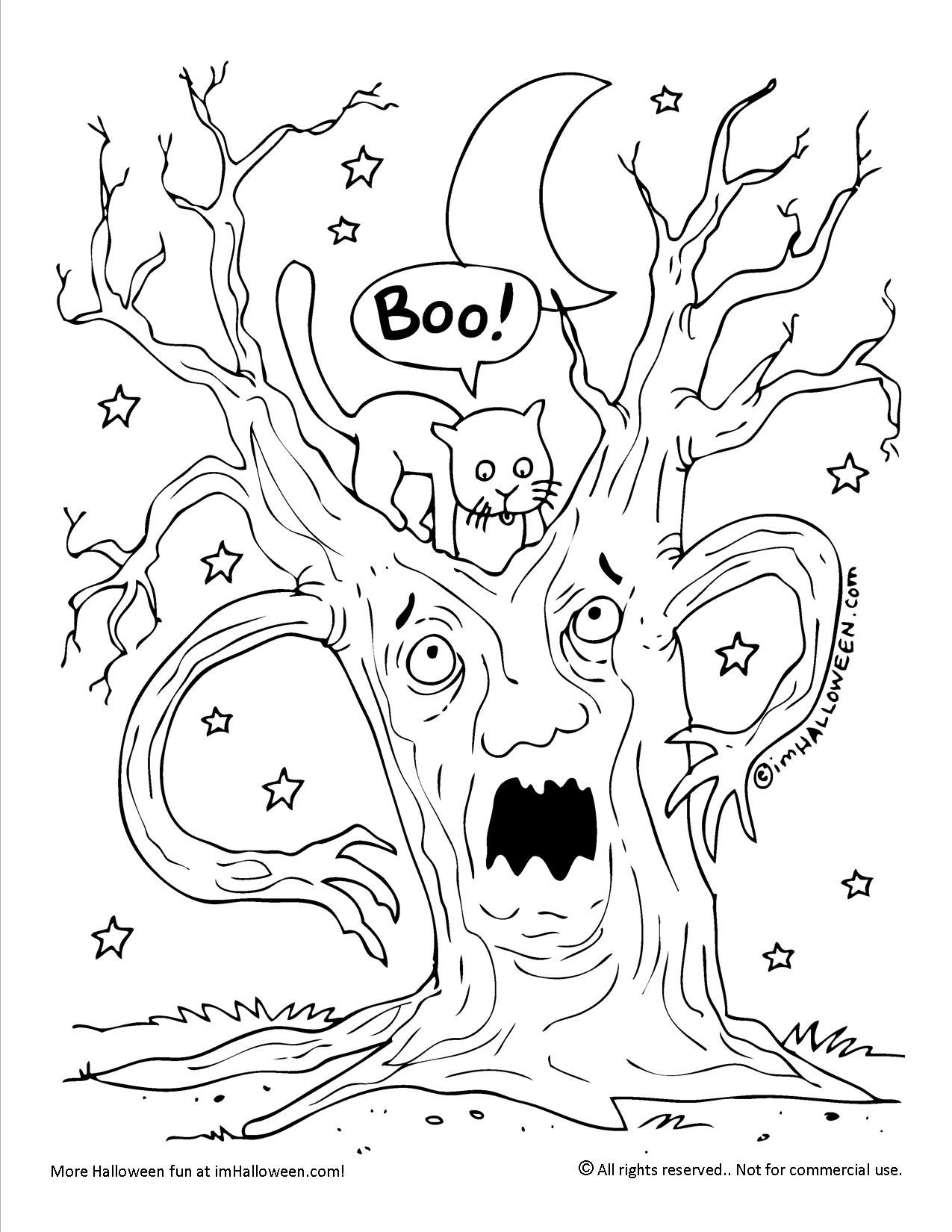 Scary tree halloween coloring page halloween coloring pages monster coloring pages tree coloring page