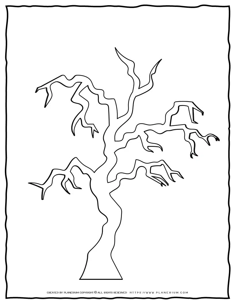 Hunted tree coloring page