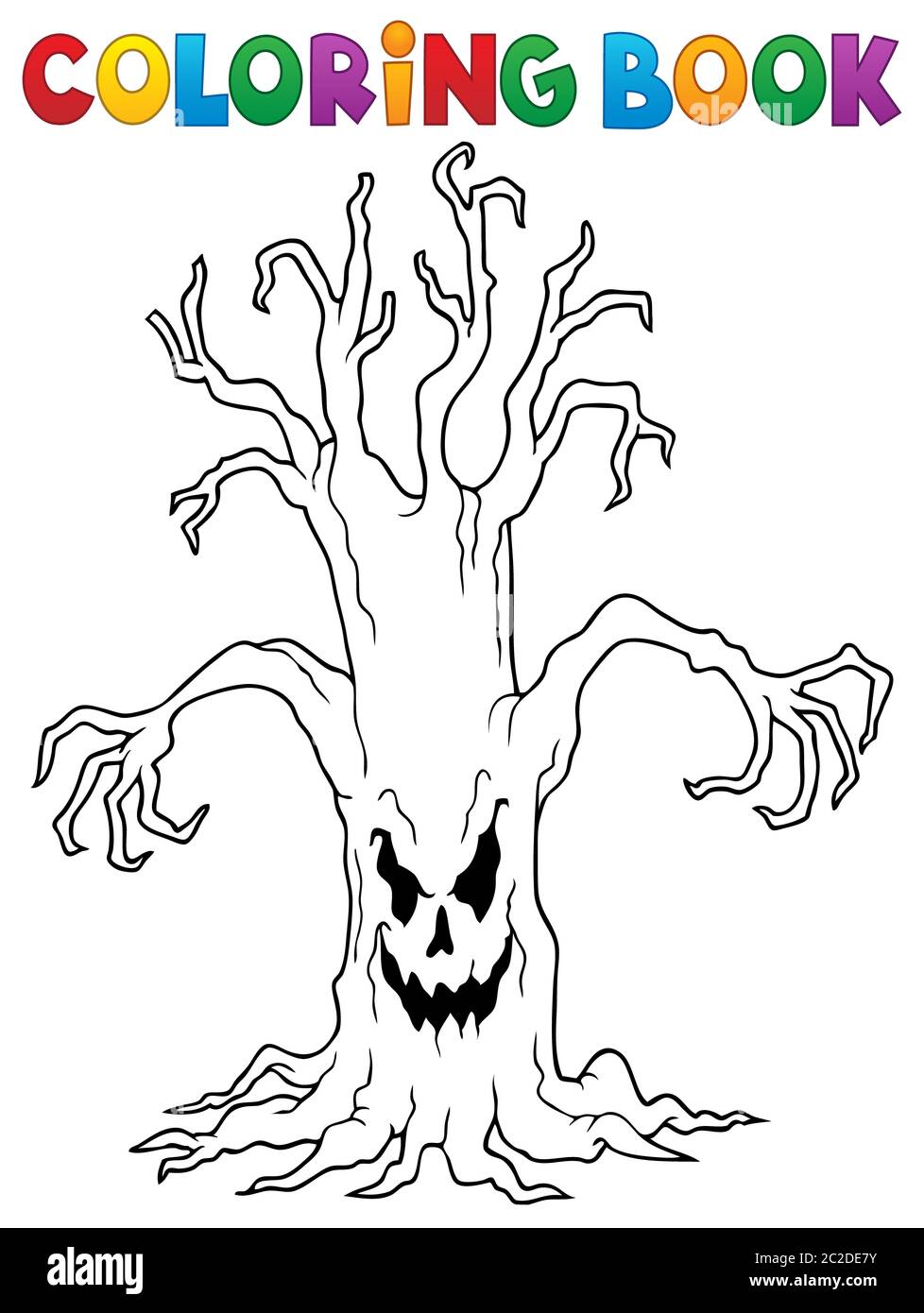 Coloring book spooky tree thematics