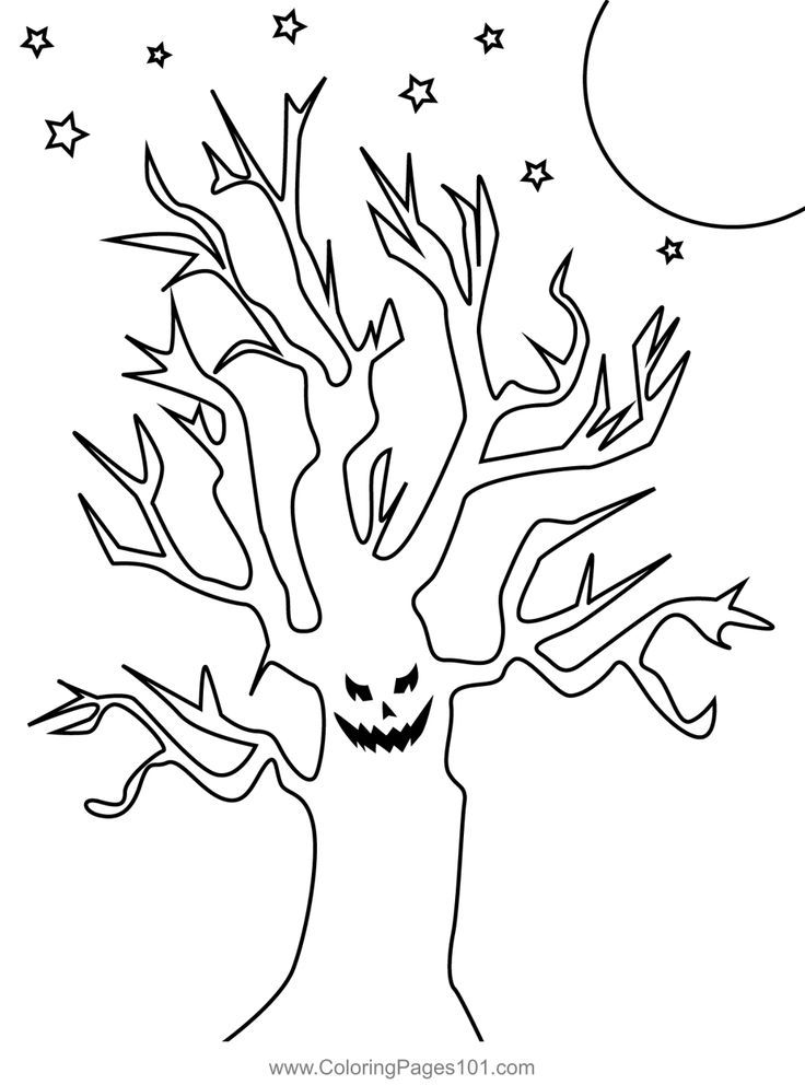 Scary tree coloring page tree coloring page halloween coloring pages coloring pages