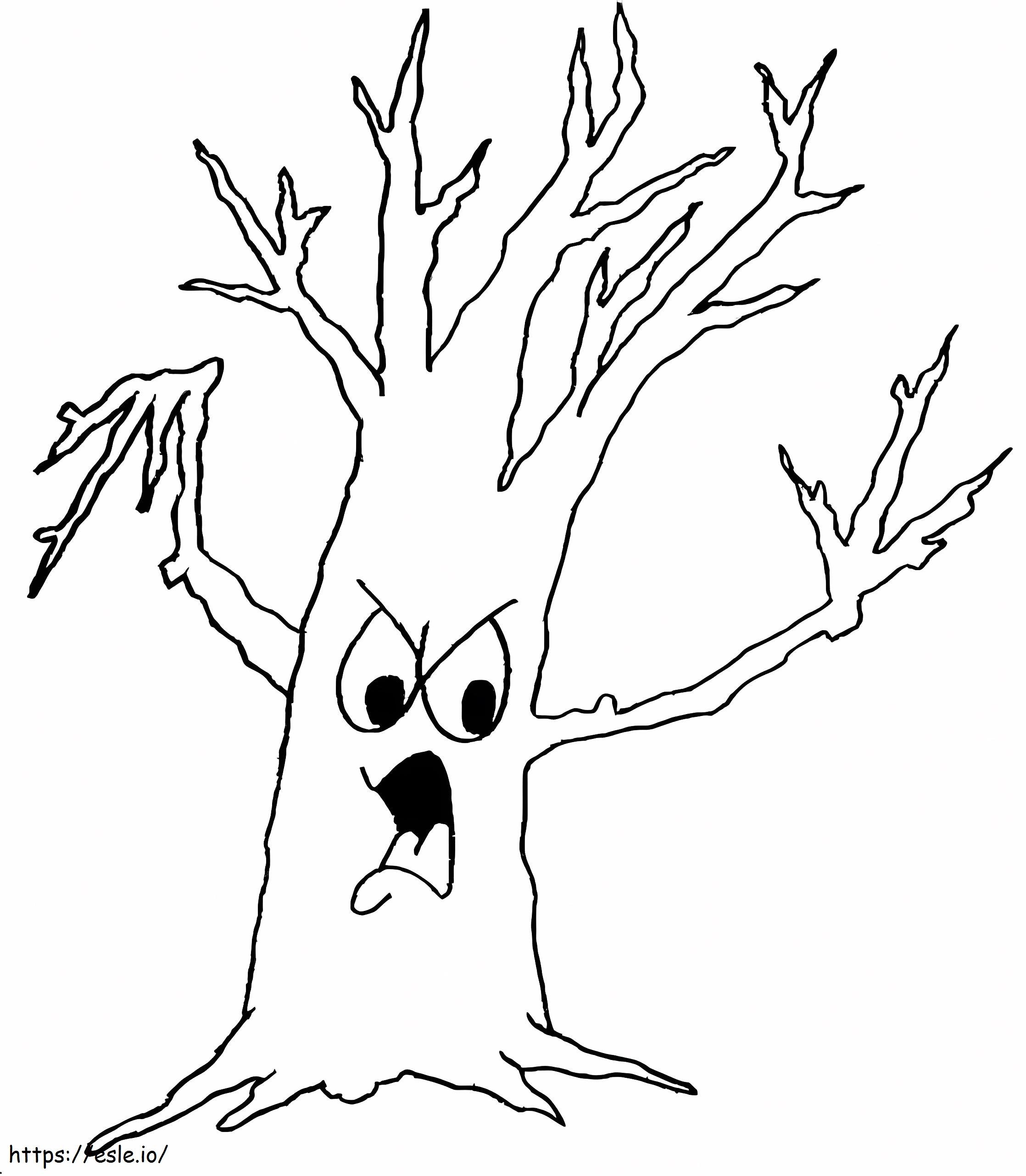 Printable spooky tree coloring page