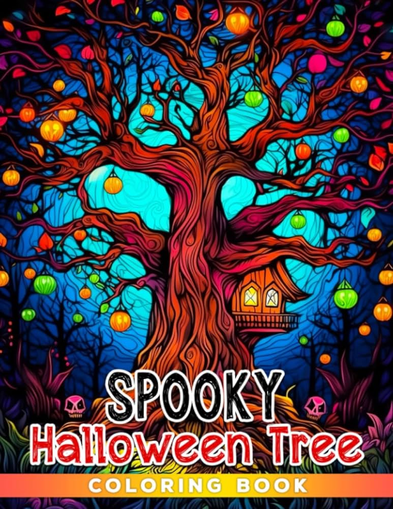 Spooky halloween tree coloring book spooky coloring pages for lovers who are fans of horror to have fun and get creative perfect halloween present melton fynn books