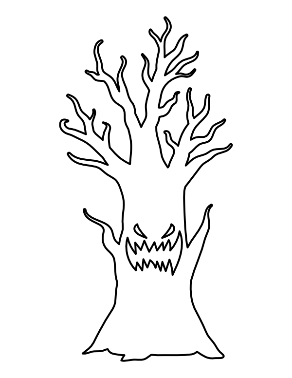 Printable haunted tree coloring page