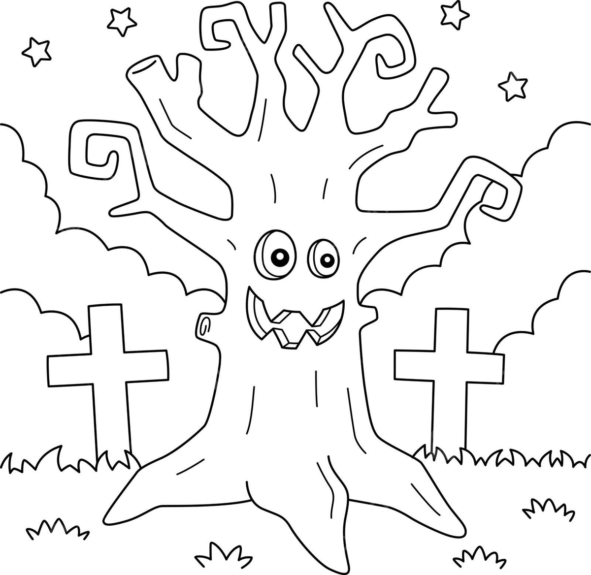 Scary tree halloween coloring page for kids scary clip art color vector scary clip art color png and vector with transparent background for free download