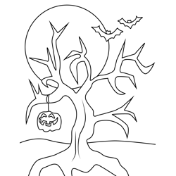 Scary tree coloring pages for kids