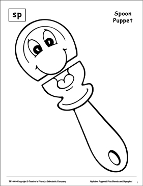 The sound sp spoon puppet printable cut and pastes arts and crafts