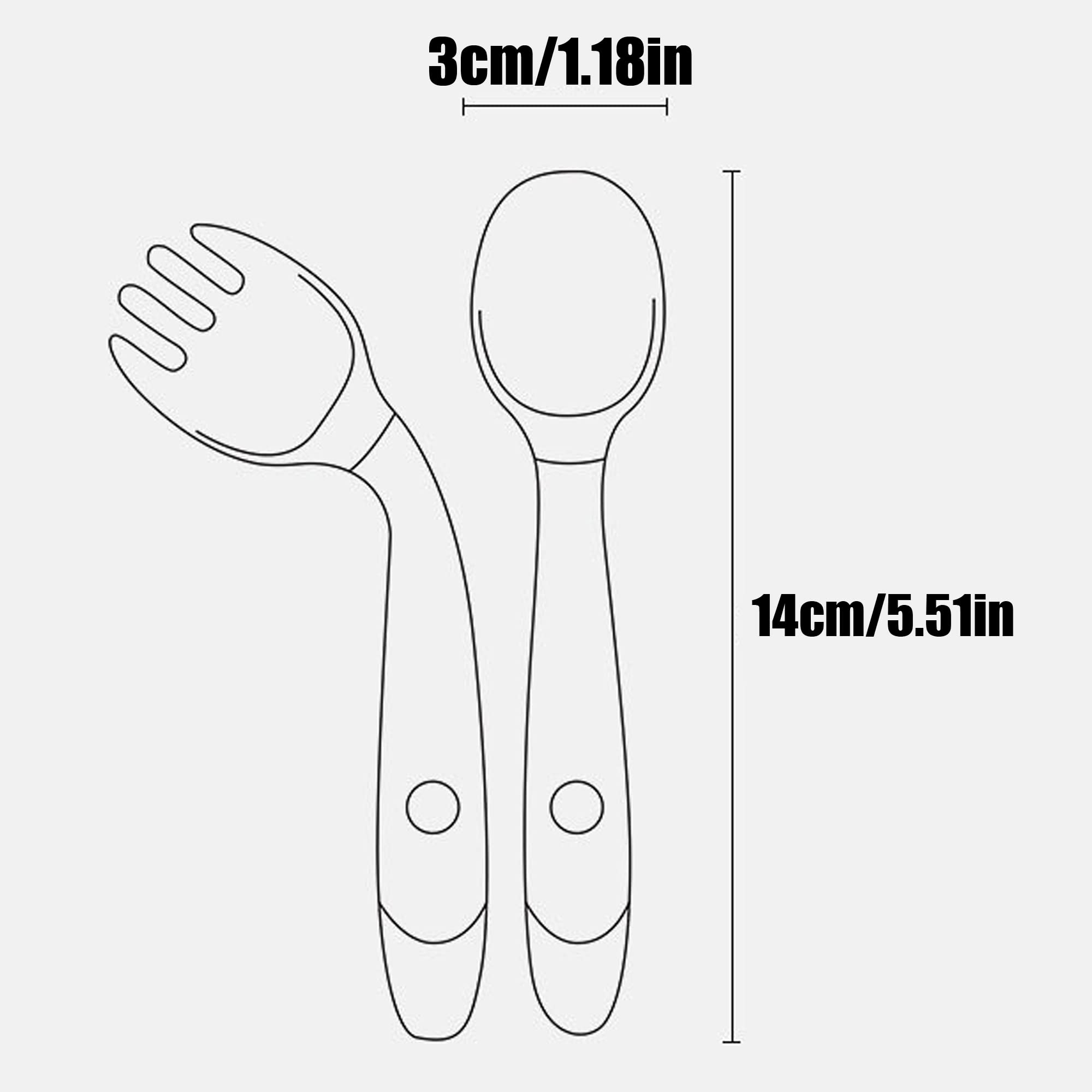 Pair baby fork and spoon set bendable weaning spoons self feeding learning siline baby spoons first led training cutlery set with storage case for infant toddler children kidsblue baby