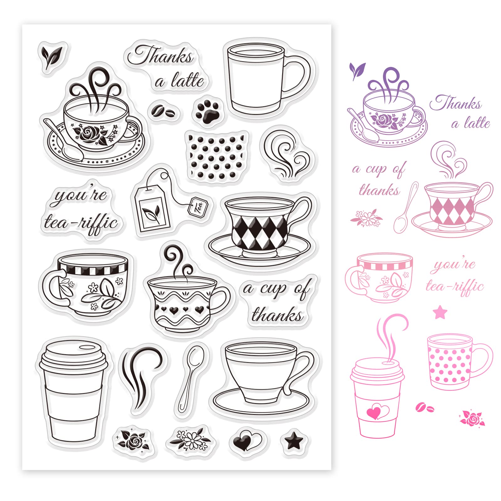 Globleland coffee cup silicone clear stamps with flower and spoon pattern for christmas birthday cards making diy scrapbooking photo album decoration paper craftx inches arts crafts sewing