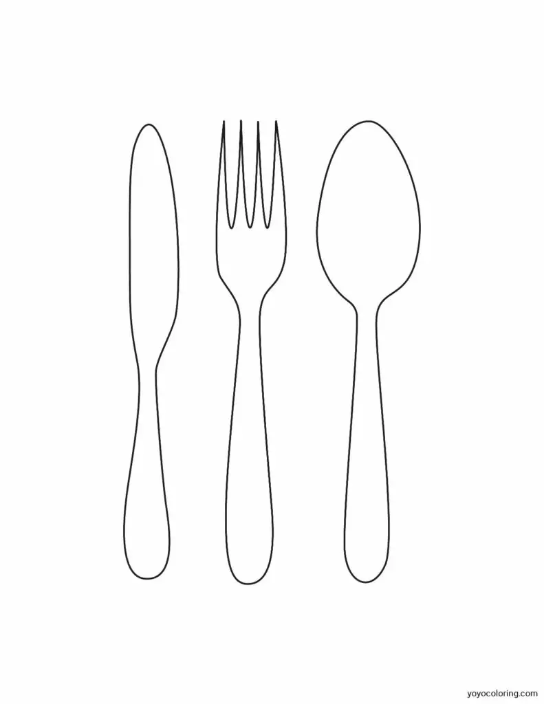 Cutlery coloring pages á printable painting template