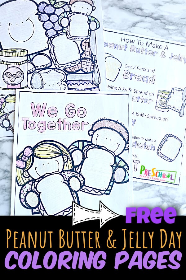 Free free printable peanut butter and jelly day coloring pages