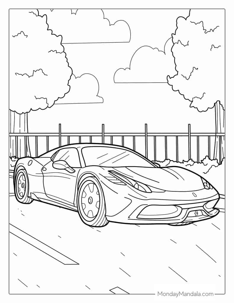 Car coloring pages free pdf printables