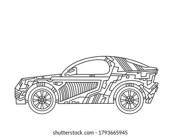 Sports car low car coloring book stock illustration