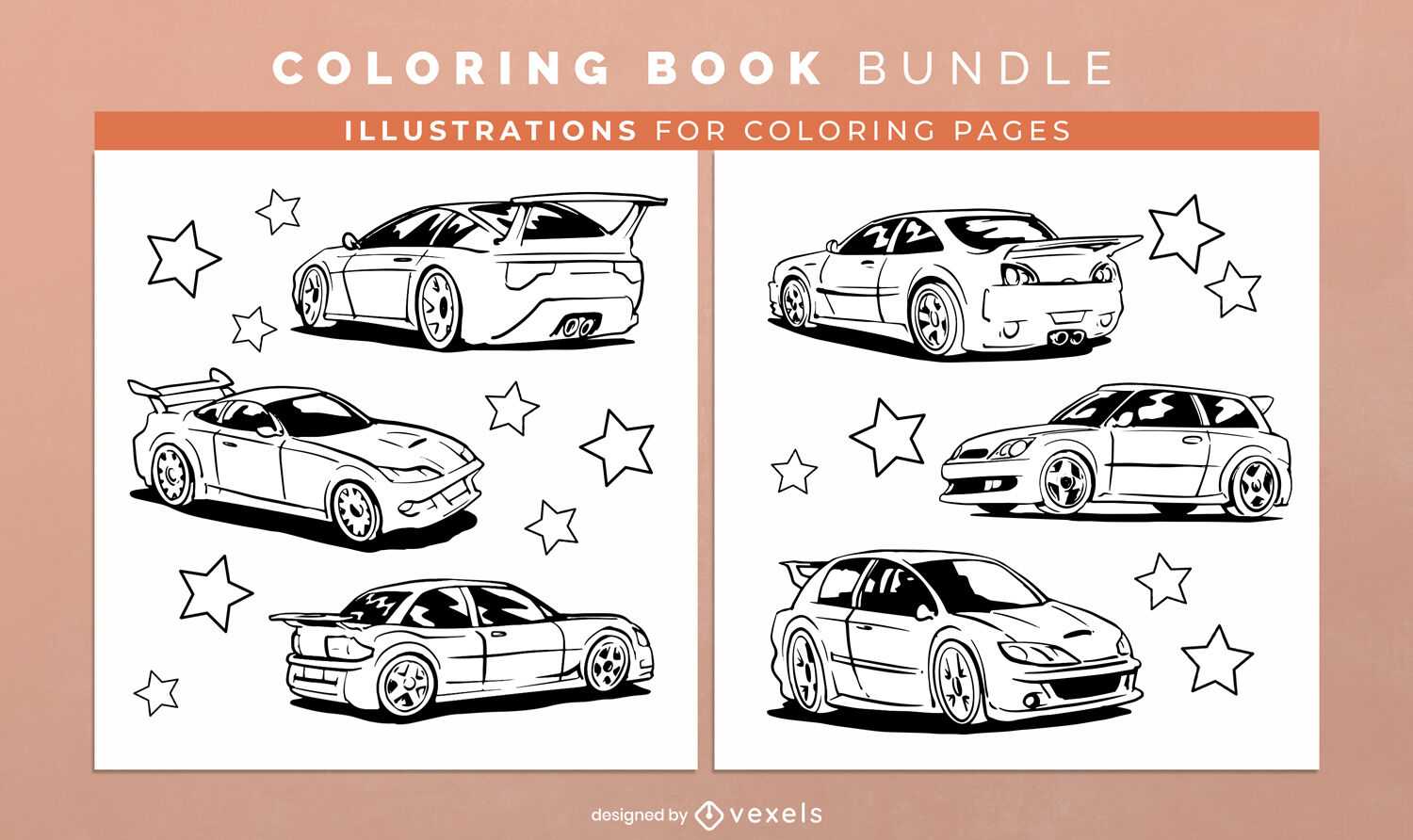 Sports cars coloring book design pages vector download