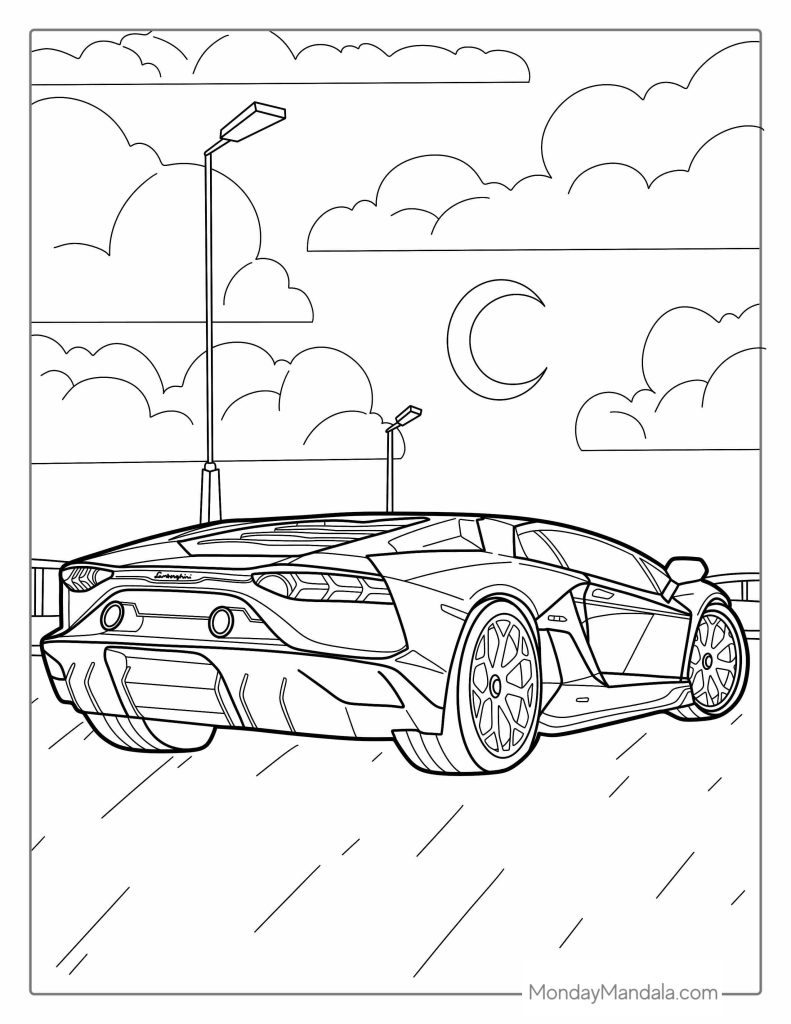 Car coloring pages free pdf printables