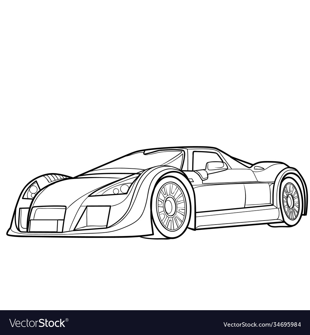 Sketch a sports car coloring book cartoon vector image