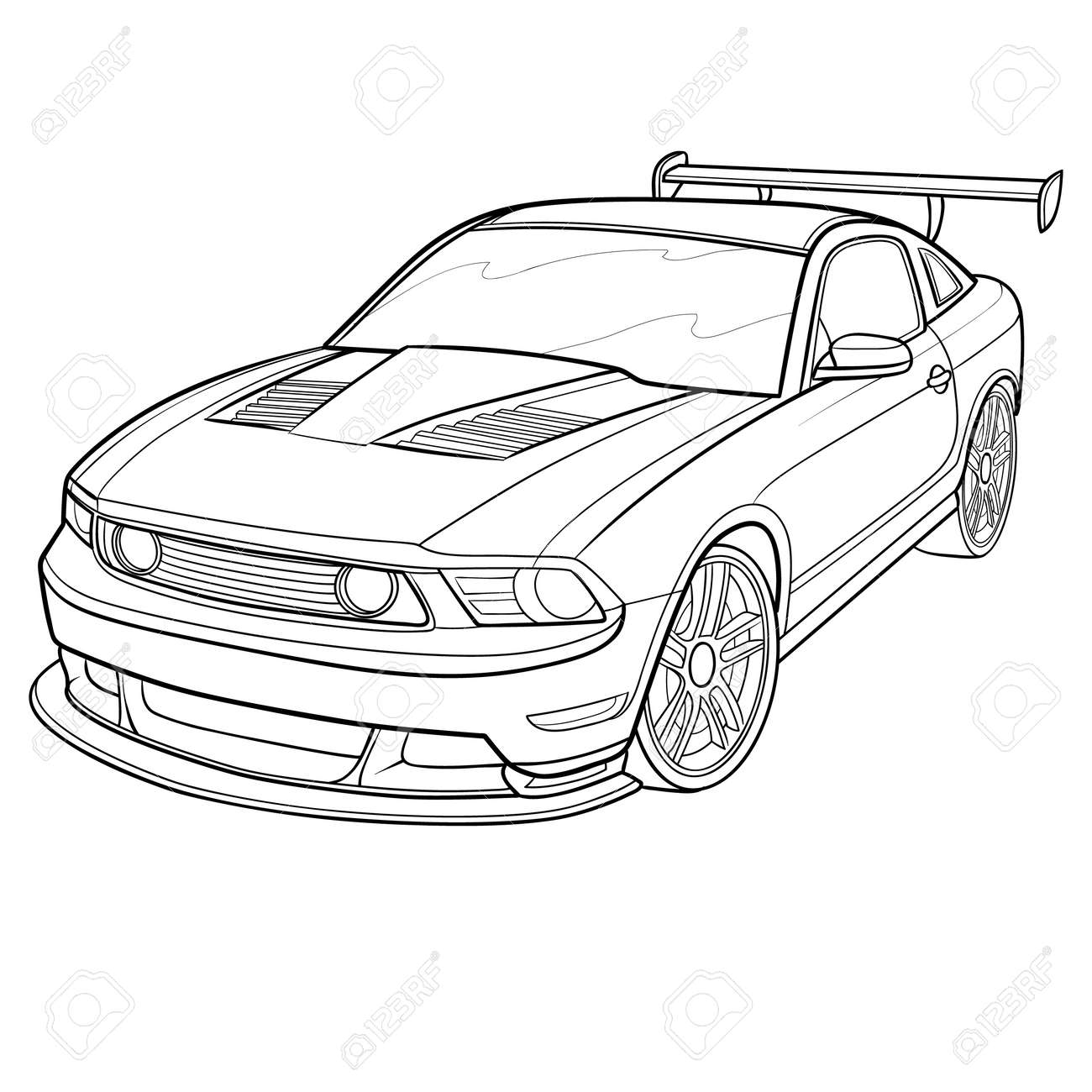 Sketch sports car coloring book isolated object on white background vector illustration eps royalty free svg cliparts vectors and stock illustration image