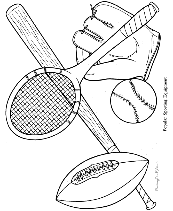 Sports equipment coloring page kids sports