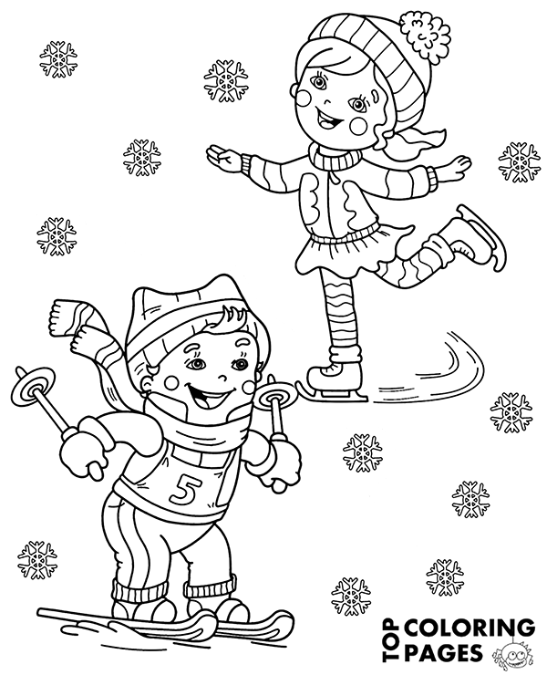 Printable coloring page winter sports