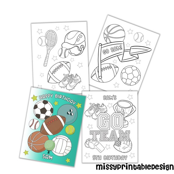 Personalized sports coloring pages custom sports party coloring pages sports coloring pages for kids