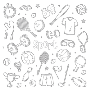 Printable hand drawn doodle sport coloring page