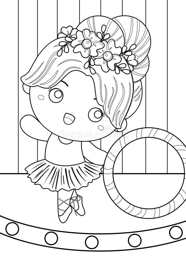 Cute ballerina ballet sport coloring pages for kids and adult stock illustration