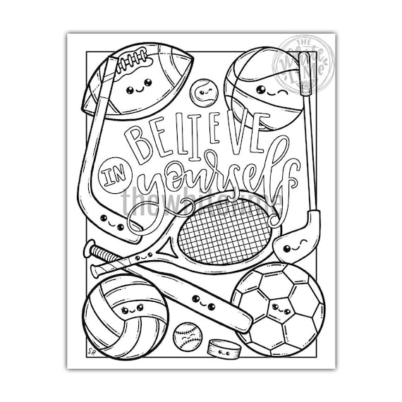 Sports coloring pages for adults printable kawaii sports coloring page coloring pages for kids printable kawaii cute coloring