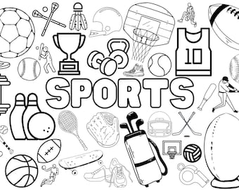 Huge printed sports coloring poster for kids adults great for family time girls boys arts and crafts senior care facilities schools