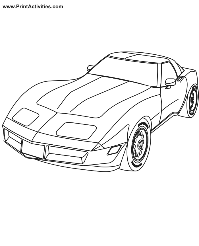 Sports car coloring page sports car front side view