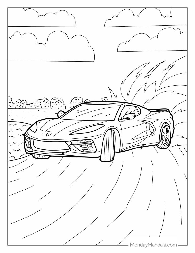 Car coloring pages free pdf printables