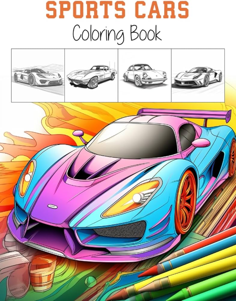 Sports cars coloring book a collection of cool supercars relaxing coloring pages for kids adults boys and car lovers coloring books chan matthew books