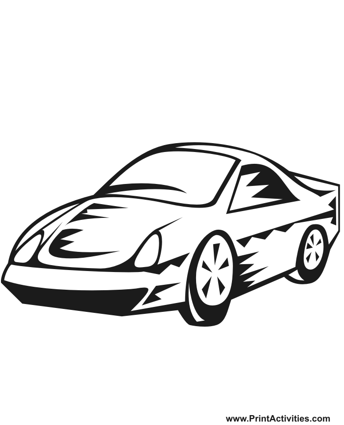 Car coloring page cartoonish sports car