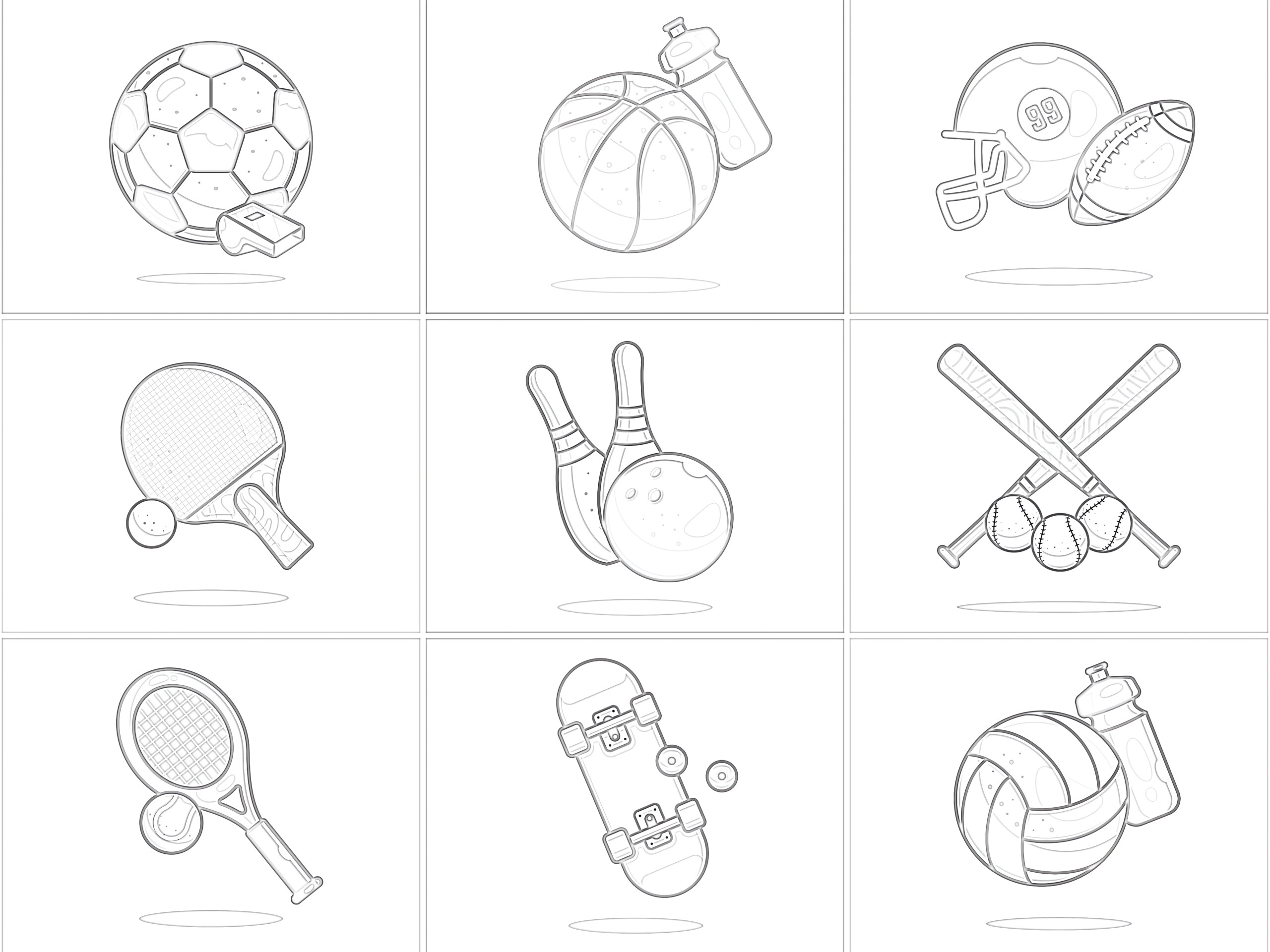 Set of sports coloring page