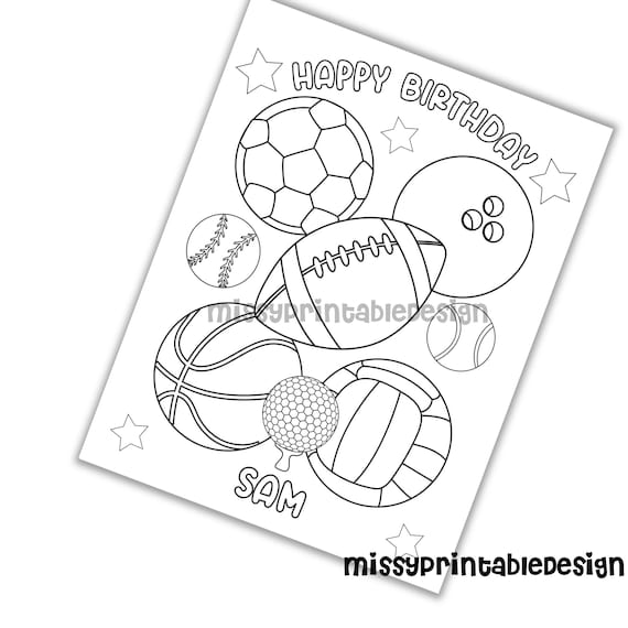 Personalized sports coloring pages custom sports party coloring pages sports coloring pages for kids