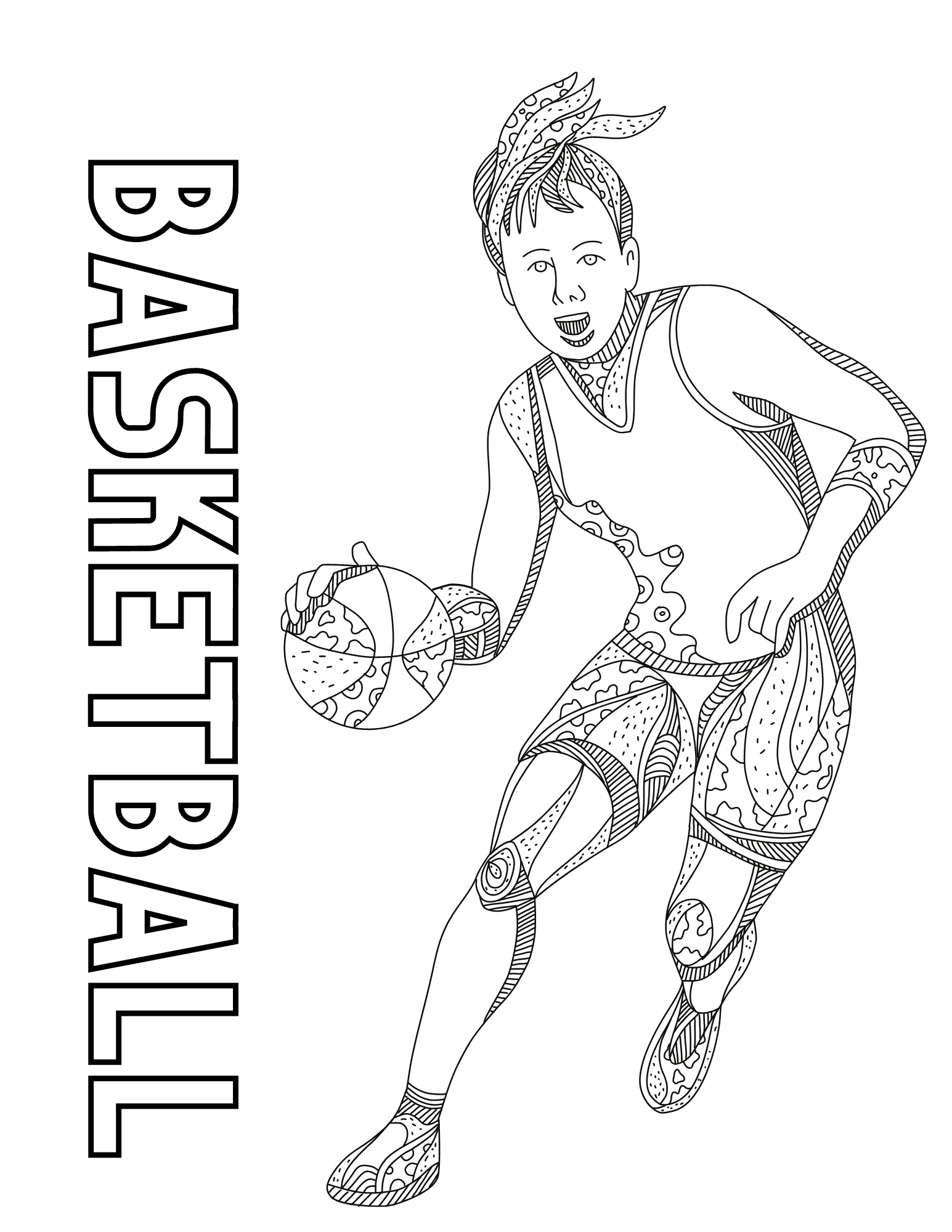 Free basketball coloring pages for kids and adults