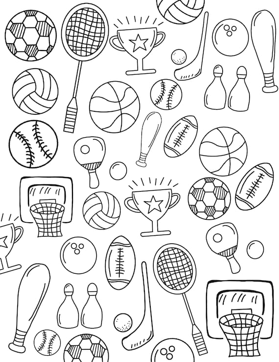 Kids sports coloring page instant download digital download