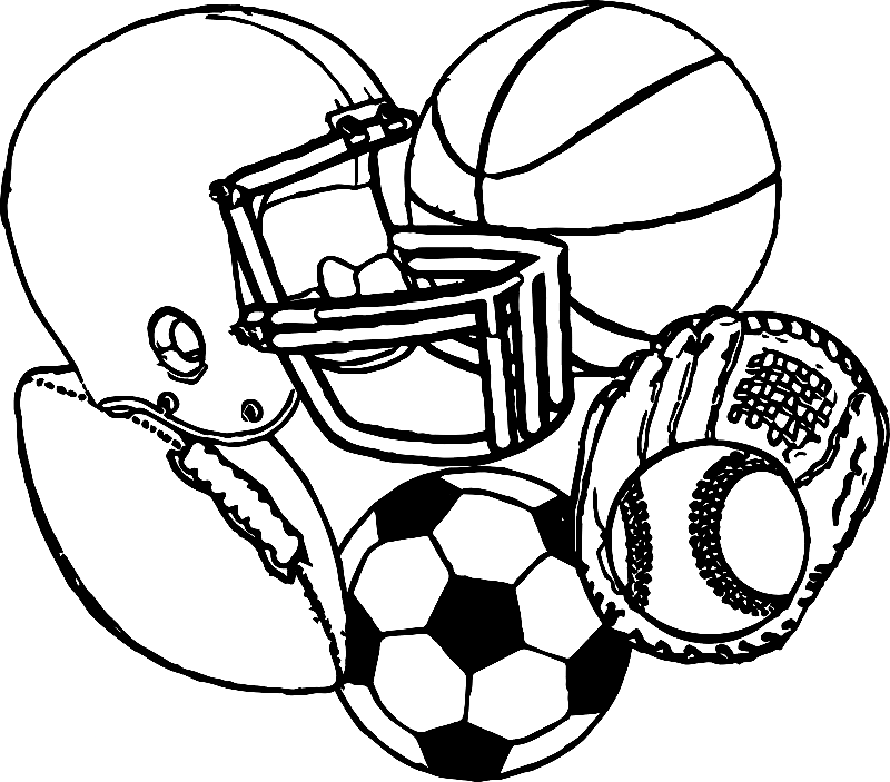 Sports equipment coloring page