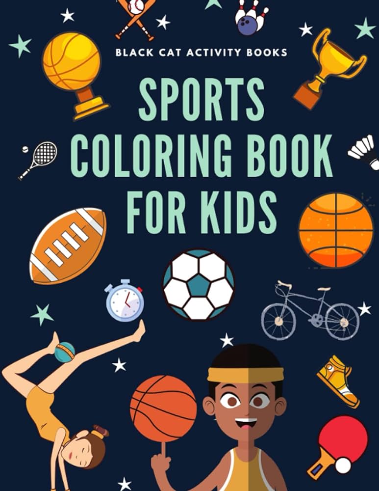 Sports loring book for kids kids loring club activity books black cat books