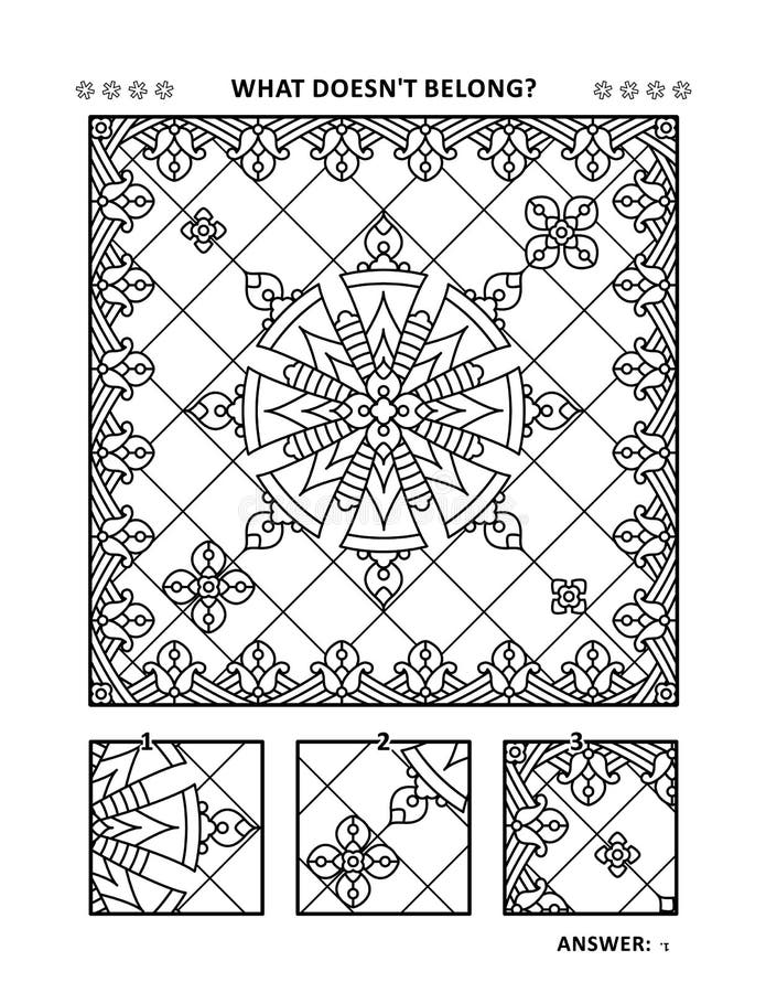 Coloring page and visual puzzle for adults stock vector