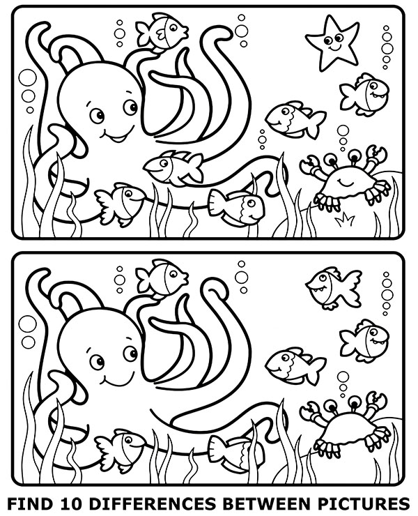 Spot differences between pictures worksheet for children